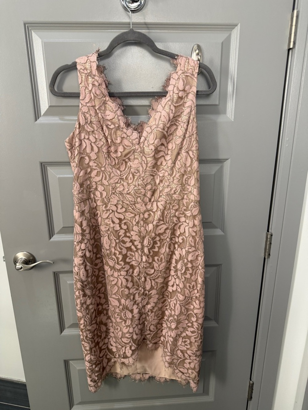 Eliza J Blush Pink Lace V-Neck Midi Dress